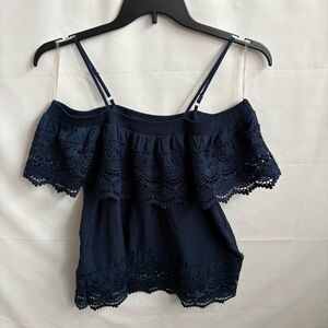 No Boundaries Navy Off-Shoulder Lace Blouse. Size XXL. Polyester. INV25/306